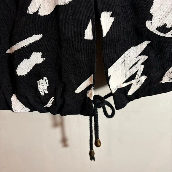 DESIGUAL Sz 36 Abstract  Script Red Heart Hooded Drawstrings Canvas Trench Coat - Picture 11 of 15